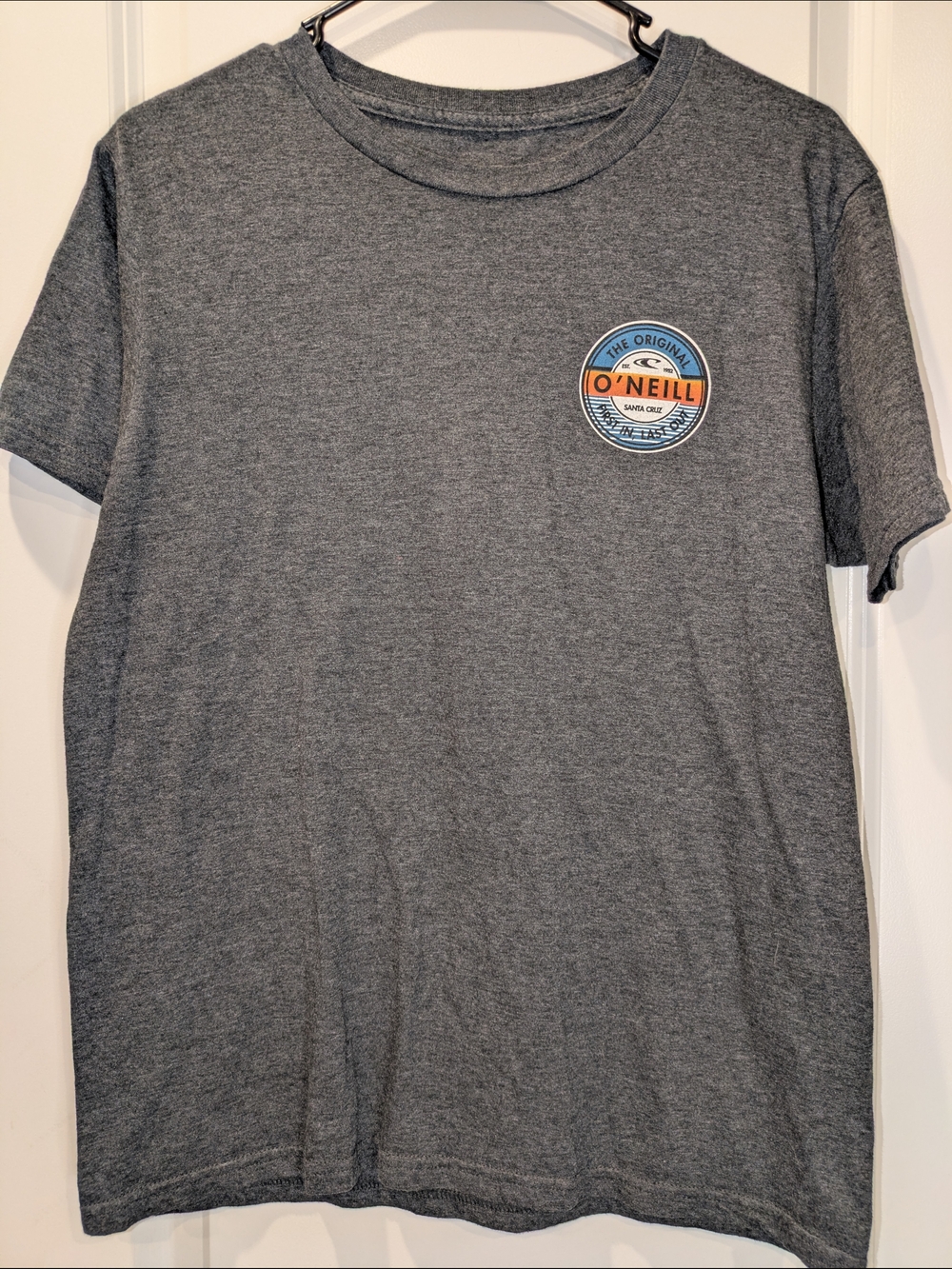 O’Neill Graphic T Shirt Medium Gray Surf Logo Back Print Modern Fit Tee